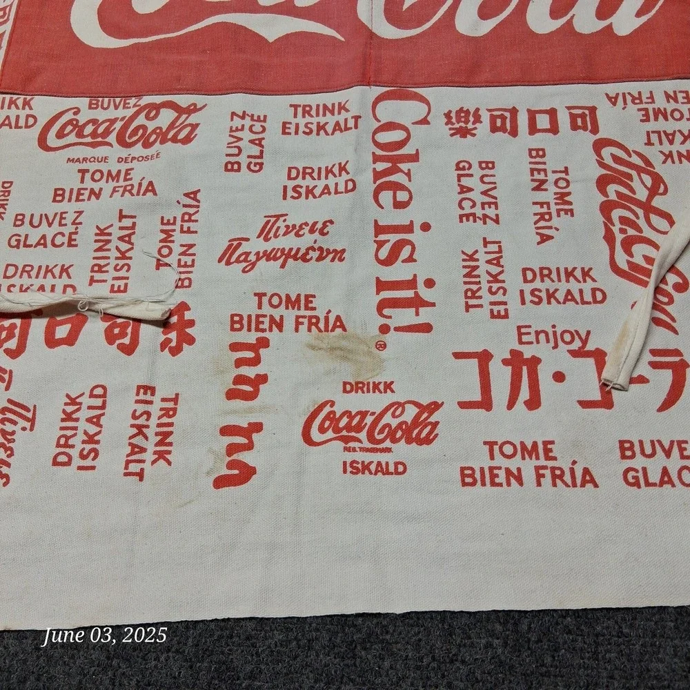 Vintage Coca Cola Coke Worldwide Apron With Pockets 1984 80s - Picture 4 of 8